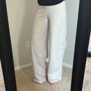 Aerie Classic Wide-Leg Cream Pants
